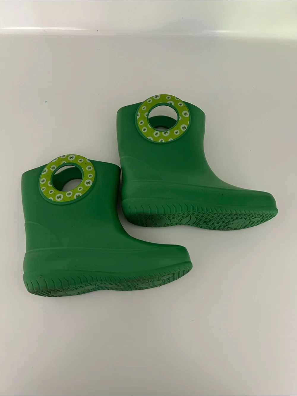 Okabashi Kendall Green Waterproof Rain Boots, Easy-Grab Handles size 12 toddler